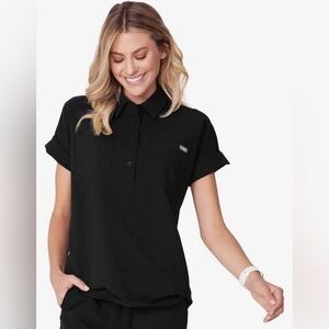 Figs Hanoi Popover Scrub Top Black Size Small